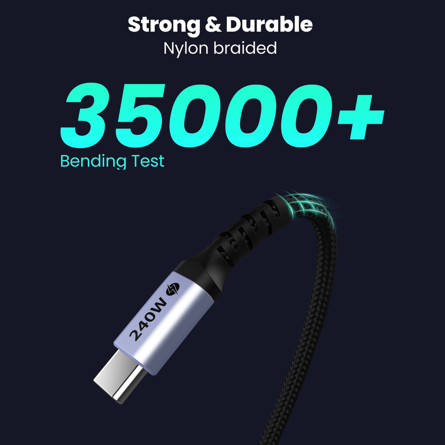 Cyanmi USB-C auf USB-C Ladekabel mit 240W Leistung für iPhone 15 Pro Max, MacBook und iPad, 5A Datenkabel - Bild 3