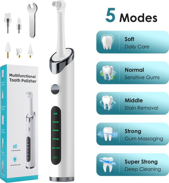 AFDEAL Elektrischer Zahnpolierer, 5-Modus, Unisex, White - Bild 1