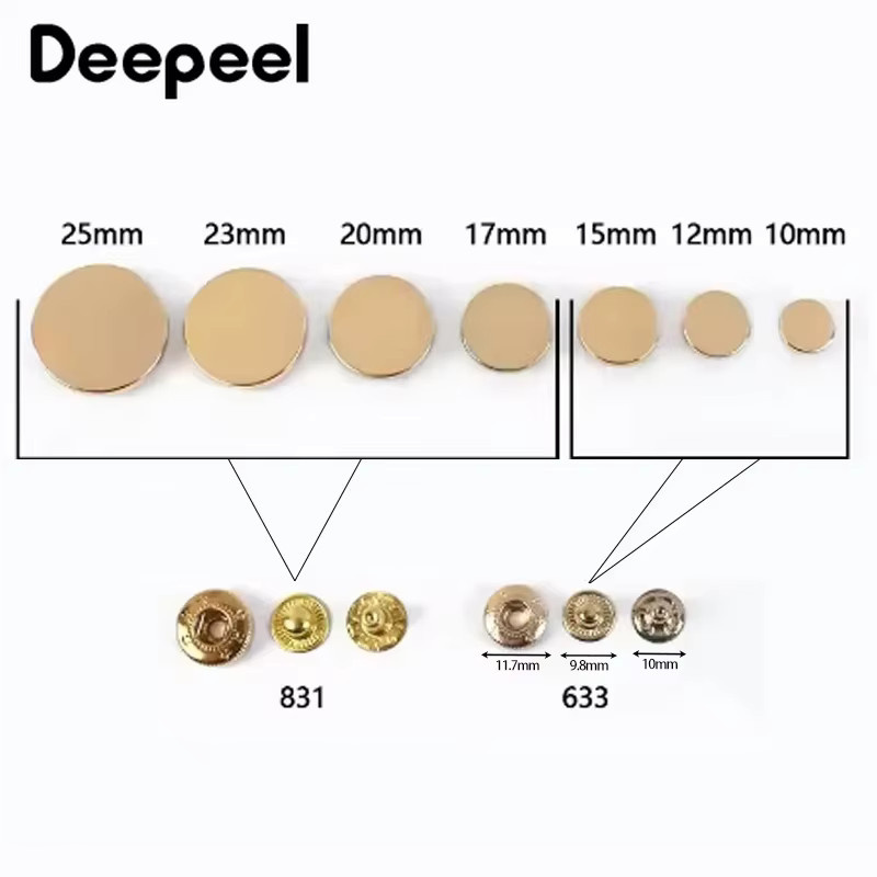 Deepeel Metall-Druckknöpfe in Bronze, 20 Sets für Kleidung und Bastelzubehör, Durchmesser: 10–25 mm - Bild 3