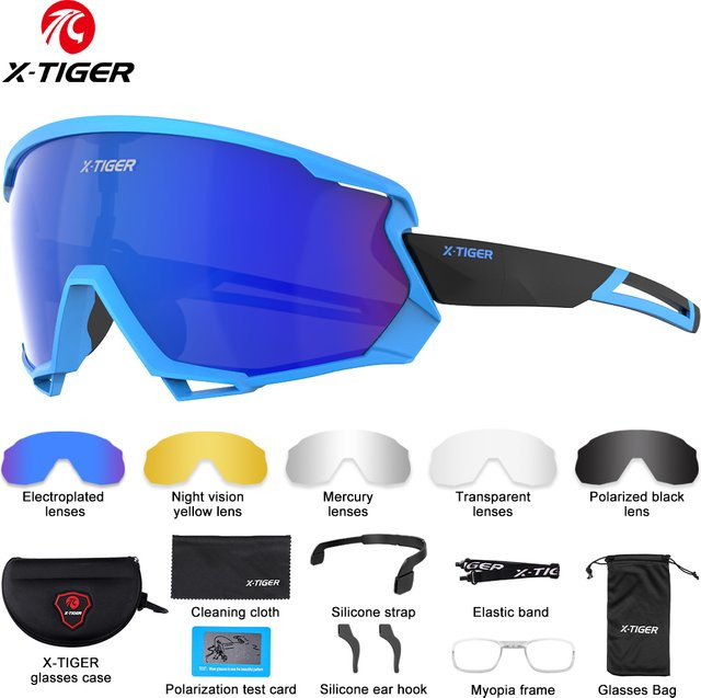 X-TIGER Sportsonnenbrille, Vollrand, Kunststoff, Unisex, blue - Bild 1