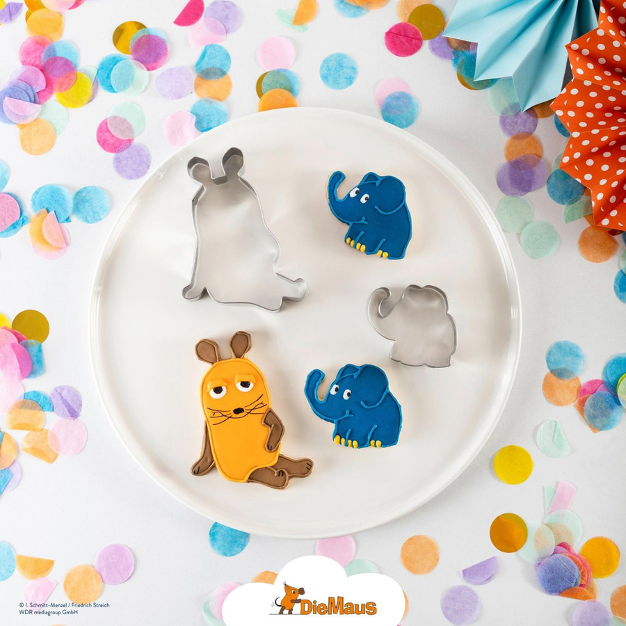 Dr. Oetker Ausstecher Die Maus und Elefant, 2-teiliges Set aus Edelstahl in Silber, spülmaschinenfest - Bild 1