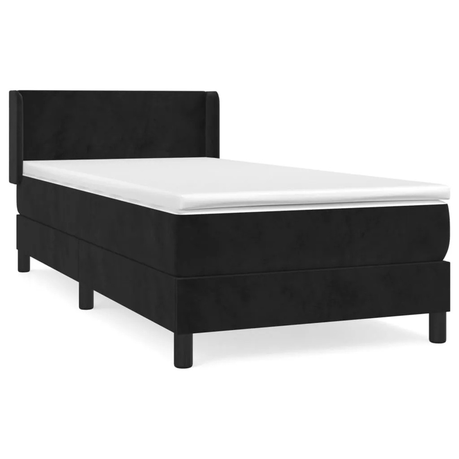 vidaXL Boxspringbett mit Matratze in Schwarz aus Samt, Hybrid-Bett mit Taschenfederkern, B/T: 100 x 200 cm - Bild 2