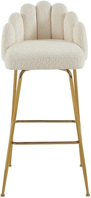 Pascal MORABITO Barhocker Altinam in Creme mit Bouclé-Stoff und Metallgestell, Höhe: 52 cm - Bild 1
