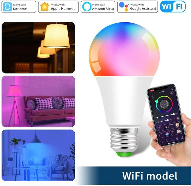 Dohome Smart LED Glühbirne E27 RGB mit Wifi und Bluetooth, kompatibel mit Alexa, Google Assistant und Apple Homekit, Multicolor/Purple - Bild 1
