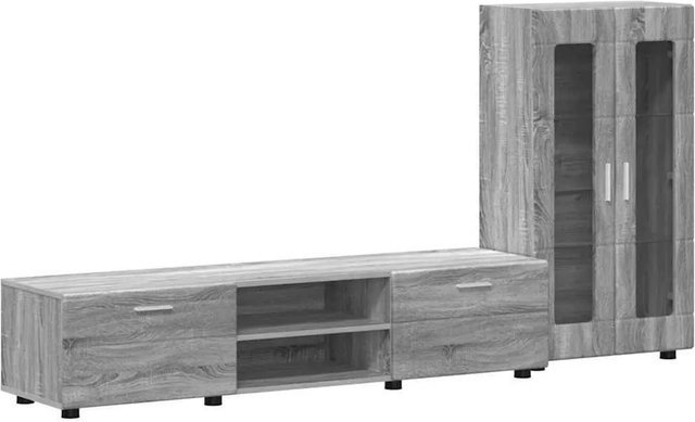 vidaXL TV-Schrankset mit Schubladen in Grau Sonoma Holzwerkstoff, modern und matt, B/T/H: 150,0 x 39,0 x 48,4 cm - Bild 1