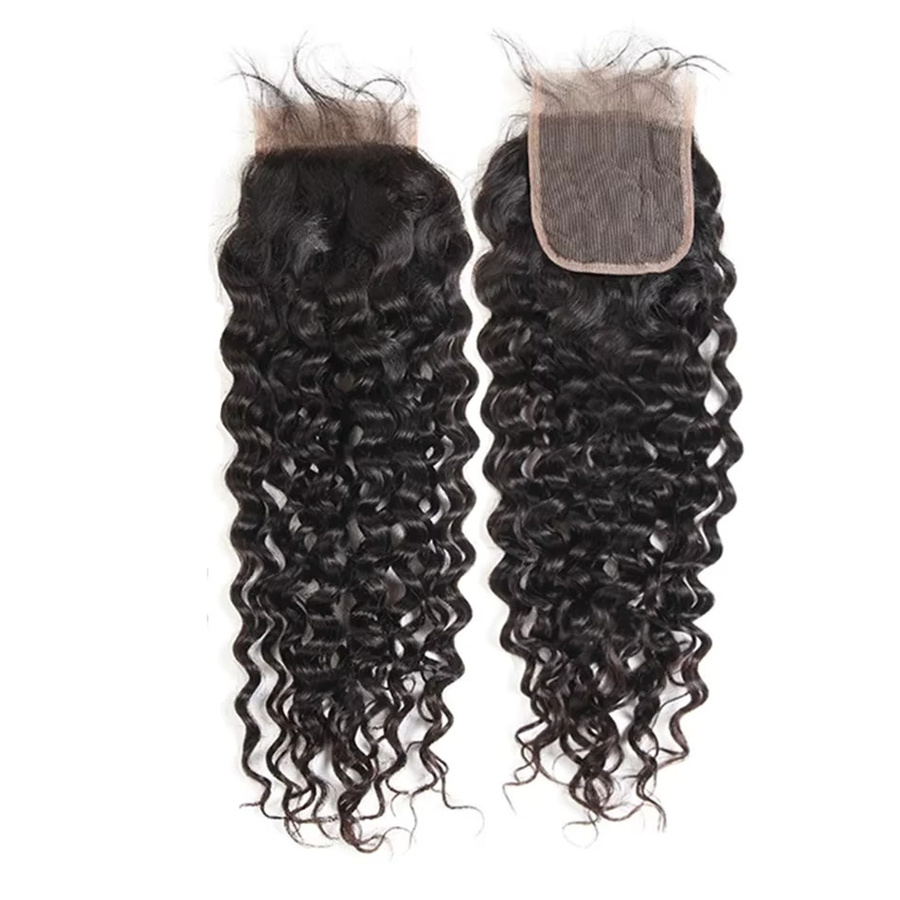 Dula A Hair Lace Closure, Peruanisches Echthaar, Glatt und Tief Gewellt, Unisex - Bild 2