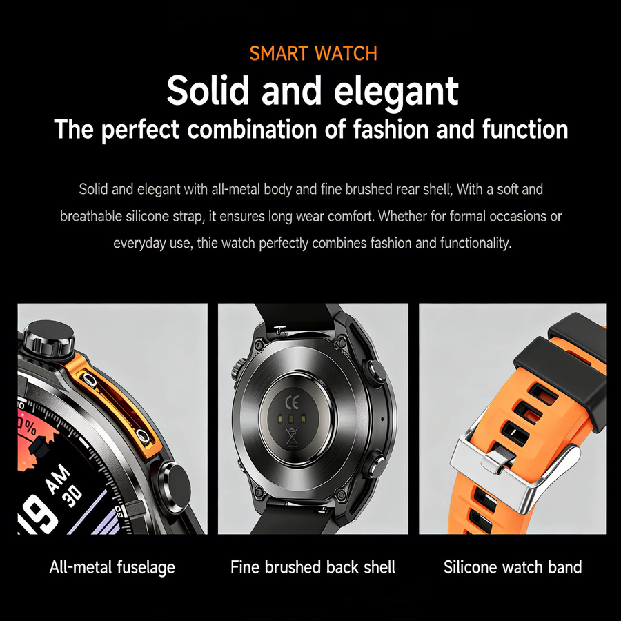 LAUSEVENFJ HD300 Smartwatch mit AMOLED Display, Bluetooth Anruffunktion, AI GPT Chat und wasserdichtem Design in Schwarz - Bild 3