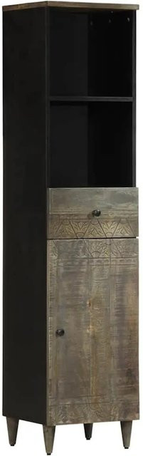 vidaXL Badschrank aus Massivholz Mango in Schwarz, B/T/H: 38 x 33 x 160 cm - Bild 1