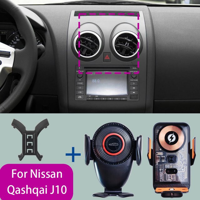 Drahtlose Handyhalterung für Nissan Qashqai J10 (2008-2015) mit Bluetooth und Ladefunktion in Schwarz - Bild 1