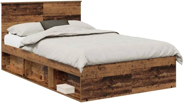 vidaXL Bettrahmen mit Kopfteil aus Holzwerkstoff in Braun, B/T/H: 120 x 200 x 90 cm - Bild 1