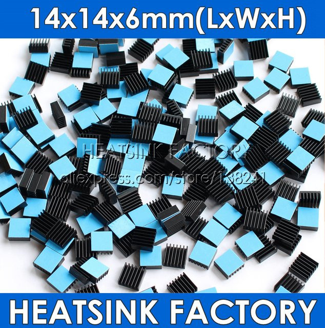 WE DO HEATSINK Aluminium Kühlkörper mit doppelseitigem Klebeband, Silber/Schwarz, B/T/H: 1,4 x 1,4 x 0,6 cm - Bild 1