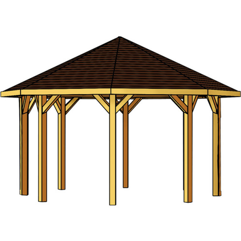 Skan Holz Pavillon Nice 2 aus Fichten-Leimholz in Beige, B/T/H: 484 x 330 x 484 cm - Bild 2