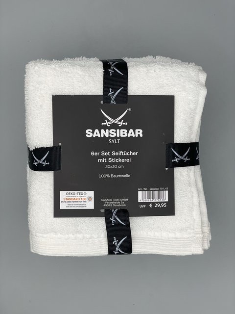 6er-Set Seiftücher von SANSIBAR aus Baumwolle in Weiß - Bild 1