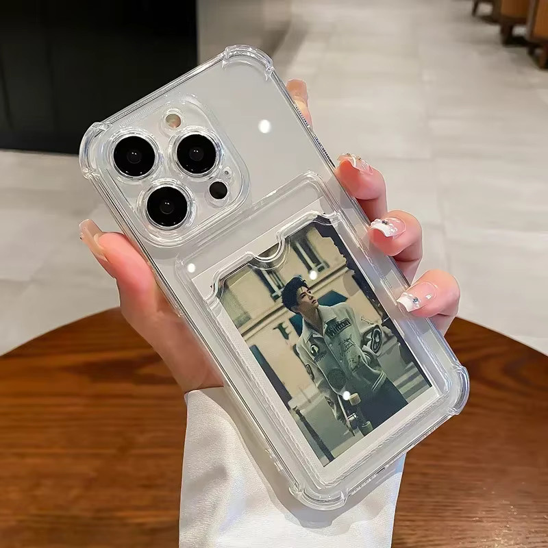 EIENACOCO Transparente Kartenfach-Schutzhülle für iPhone 11 bis iPhone 17 Pro Max, Stoßfeste Weiche Brieftasche-Hülle in Transparent - Bild 2