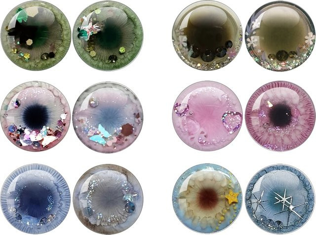 MSCHENGDORIS Augen für BJD Blythe Puppe, Zubehör, Glas, Bunt / Mehrfarbig, 12-teiliges Set - Bild 1