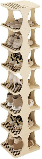 Aimo Schuhregal Organizer aus Kunststoff in Beige mit mehreren Ebenen für den Eingangsbereich oder das Wohnheim - Bild 1