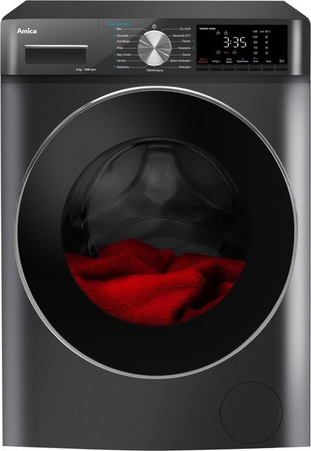 Amica Waschmaschine Frontlader WA 484 085 G in Grau mit 8 kg Kapazität, 1400 U/min und Aquastop - Bild 1