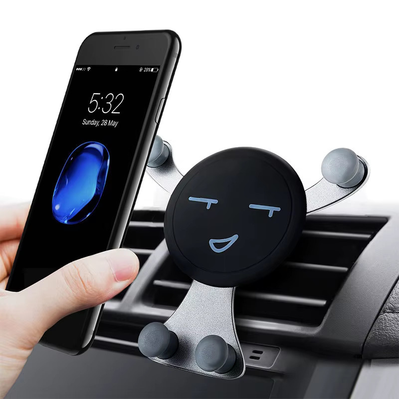 Maerknon Schwerkraft-Autotelefonhalter mit Lüftungsschlitz-Clip in Grau für iPhone, Xiaomi und Samsung - Bild 2