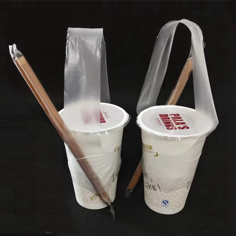 100 Stück T-förmige Bajonett-Plastiktüten, transparente Einweg-Klarsichtbeutel für Getränke wie Milchtee oder Kaffee - Bild 3