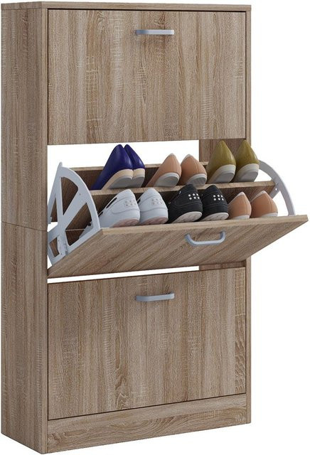 VCM Schuhschrank Sipos in Sonoma-Eiche, Braun, B/T/H: 105,0 x 25,0 x 59,0 cm - Bild 1
