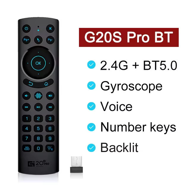 KEBIDUMEI G20S PRO Air Mouse mit Hintergrundbeleuchtung, 2,4G und Bluetooth, kabellose Gyroskop-Smart-Fernbedienung mit Sprachsteuerung und IR-Lernfunktion für Android TV, Schwarz - Bild 4