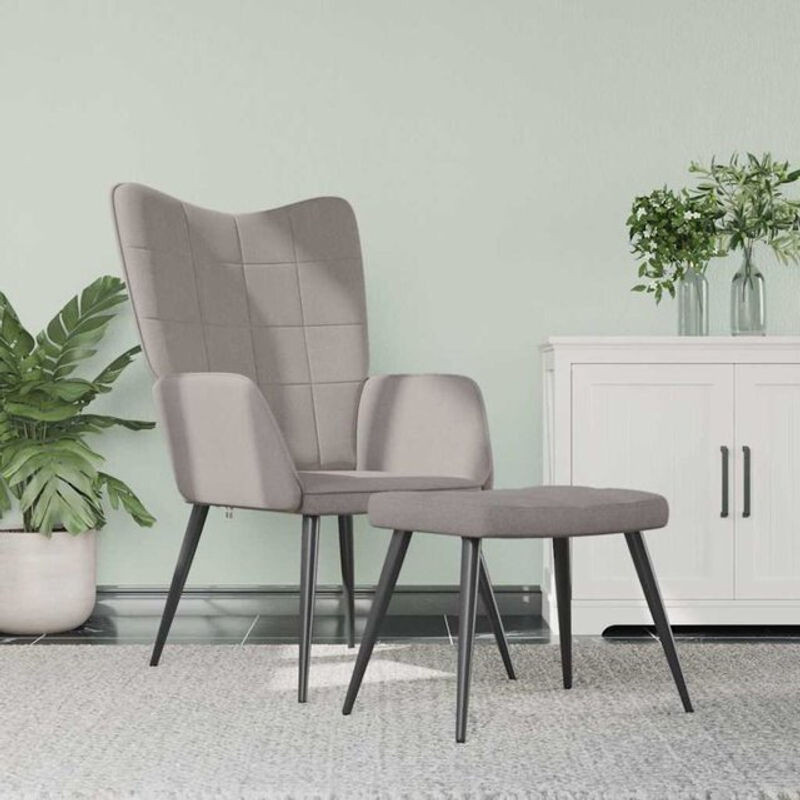 Modernes vidaxl Relaxsessel Set mit Hocker aus Polyester in Taupe meliert - Bild 1