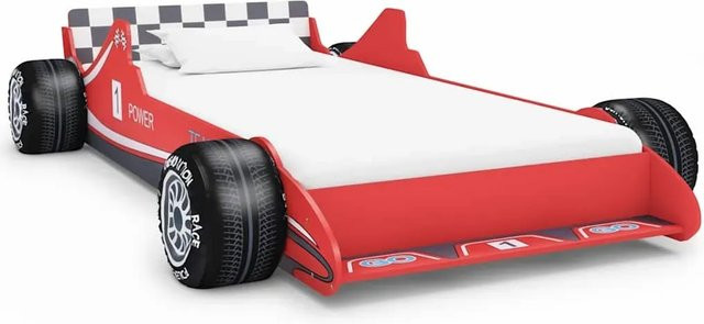 vidaXL Kinderbett im Rennwagen-Design in Rot mit MDF-Gestell und Holz-Lattenrost, B/T/H: 90 x 200 cm - Bild 1