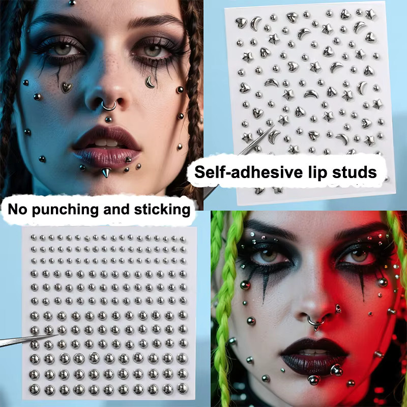 HNKMP Fake-Piercing-Schmuck, selbstklebend, Unisex - Bild 2