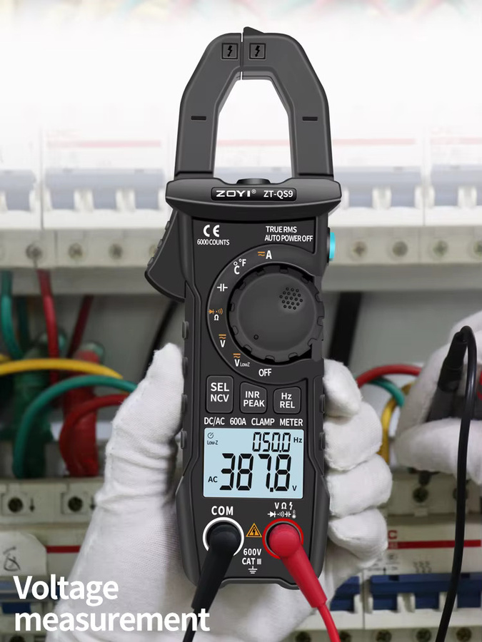 ZOYI Digitales Zangenmessgerät 600A True RMS Smart-Zangenamperemeter in Schwarz mit Auto-Range-Funktion, Multimeter für DC/AC Spannung, Hz, Ohm und NCV Tester - Bild 7