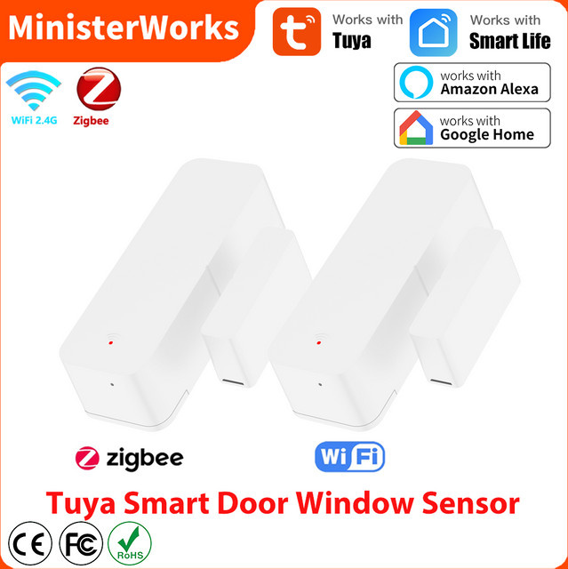 Tuya Zigbee WiFi Smart Tür und Fenster Sensor in Weiß für dein Smart Home Sicherheitssystem mit Sprachsteuerung über Alexa - Bild 1