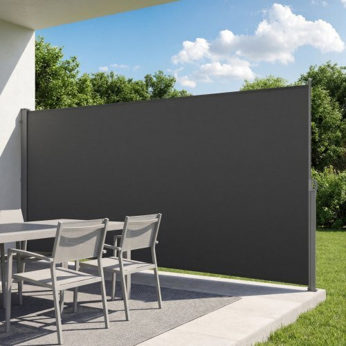 VEVOR Seitenmarkise ausziehbar, Grau, B/H: 420 x 185 cm, Sichtschutz und Sonnenschutz aus Polyester für Garten, Balkon und Terrasse - Bild 1