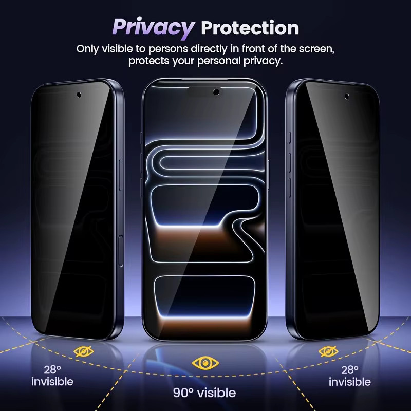 ONEVAN 3er Pack Privatsphäre Displayschutzfolie aus gehärtetem Glas für iPhone 17 16 15 14 13 12 11 Pro Max Plus Air XR XS transparent - Bild 3