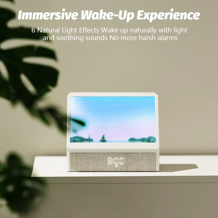 Sonnenaufgang Wecker mit weißem Rauschen und Bluetooth, Nachtlicht für das Schlafzimmer in Weiß - Bild 2