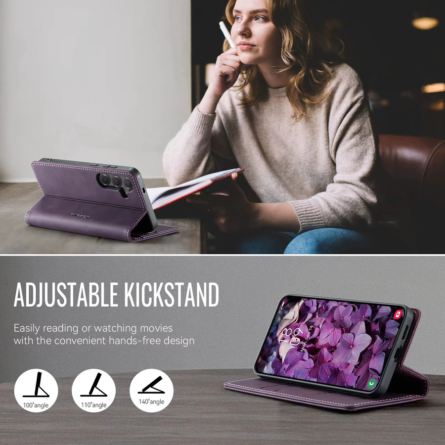 Premium Ledertasche für Samsung Galaxy S25 S24 S23 S22 S21 S20 Ultra FE Note20 S10 Magnetische Flip Wallet Karte Abdeckung in Purple - Bild 4