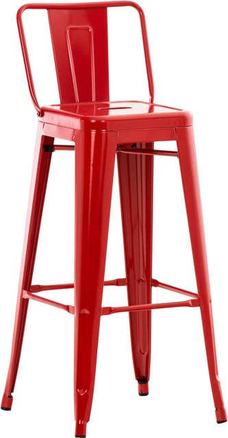 TPFLiving Barhocker Massimo aus Metall in Rot im Retro-Design, Höhe: 96 cm, Breite: 43 cm, Tiefe: 43 cm - Bild 1