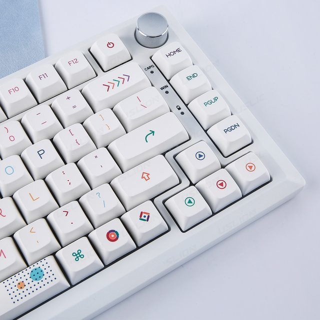 ZUIDID Neon Theme PBT Keycaps im XDA Profile, 127 Tasten, ISO Layout mit Englisch und Koreanisch für mechanische RGB Gaming Tastaturen mit Cherry MX Switches, Farbe: Weiß - Bild 1