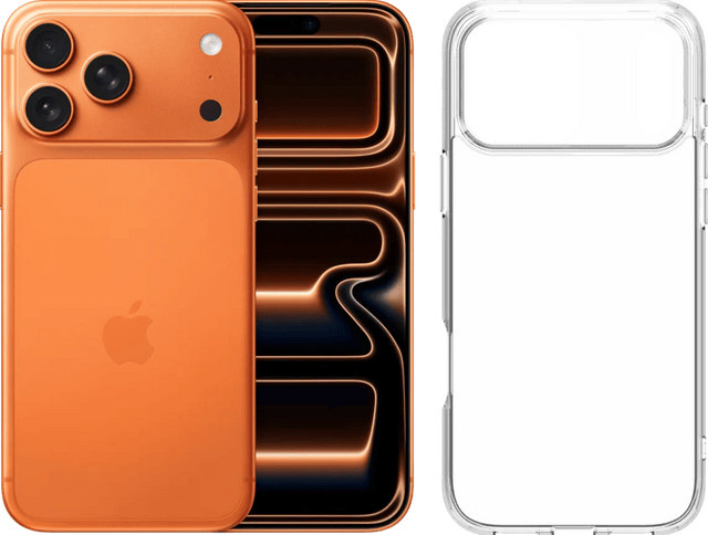 Apple iPhone 17 Pro Max 512GB mit transparentem BlueBuilt Protective Backcover in Orange und Blau - Bild 1