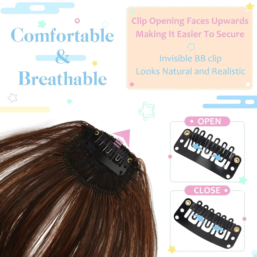 G&T Wig Synthetische Clip-on-Pony Wispy Bangs, Unisex - Bild 4