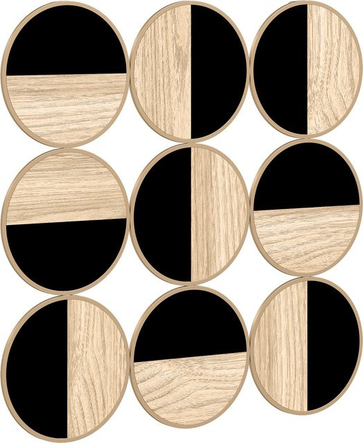 HOMCOM Modernes 3D-Wandornament Geometrisch, Dekorative Wandskulptur mit Kunststoffspiegel und Metallrahmen, Schwarz, Gold und Braun, B/H: 60 x 60 cm - Bild 1