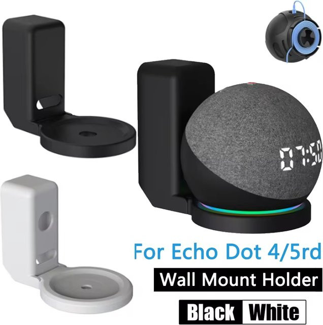 Tragbare Wandhalterung für Amazon Alexa Echo Dot 4 und 5 sowie Echo Dot 3. Generation mit integriertem Kabelmanagement in Weiß - Bild 1