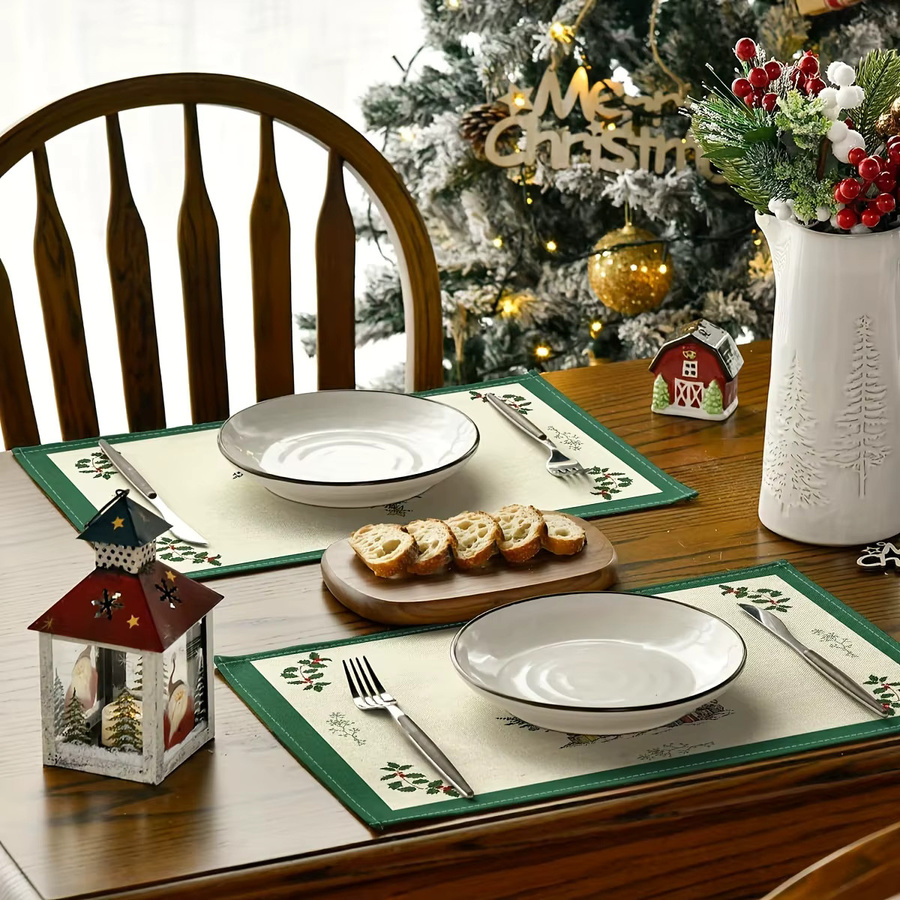 VIKAMA 4-teiliges Weihnachts-Tischset-Set für Feiertags-Tischdekoration und Familientreffen - Bild 3
