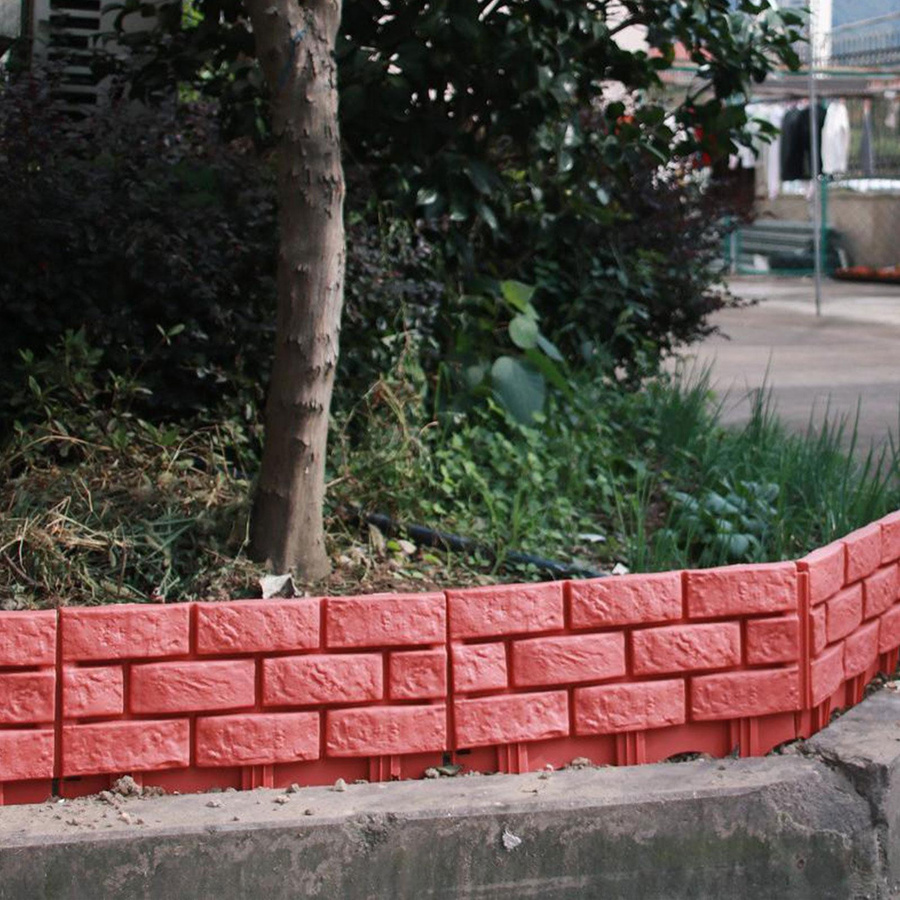 OutsideWorld Kombinationszaun Imitation Steinmauer in Grün und Grau aus Kunststoff als Erdabschlusszaun Type 3 für den Außenbereich - Bild 3