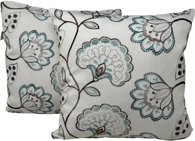 Jet-Line Outdoor Dekokissen 2er Set Blüten Creme/Bunt B/B: 40 x 40 cm - Bild 1