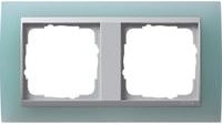 Gira Abdeckrahmen Event mit zwei Einheiten und Zwischenrahmen aus Aluminium in Mintgrün und Silber - Bild 1