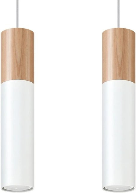 Sollux Lighting Hängeleuchte Pablo Weiß aus Metall und Holz mit GU10 LED-Fassung - Bild 1