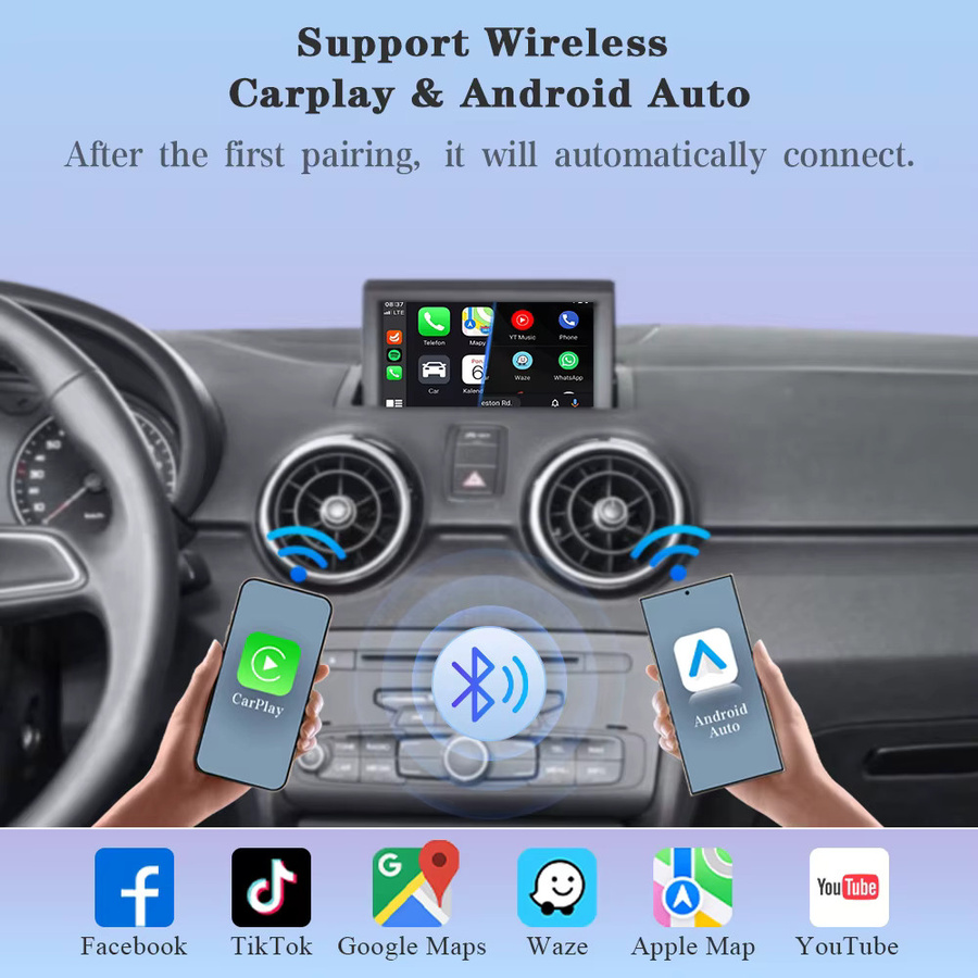 AUTOTOP Drahtlose CarPlay Schnittstellenbox für Audi A1 Q3 2013–2018 MMI 3G mit Android Auto, Mirror Link und AirPlay in Schwarz - Bild 2