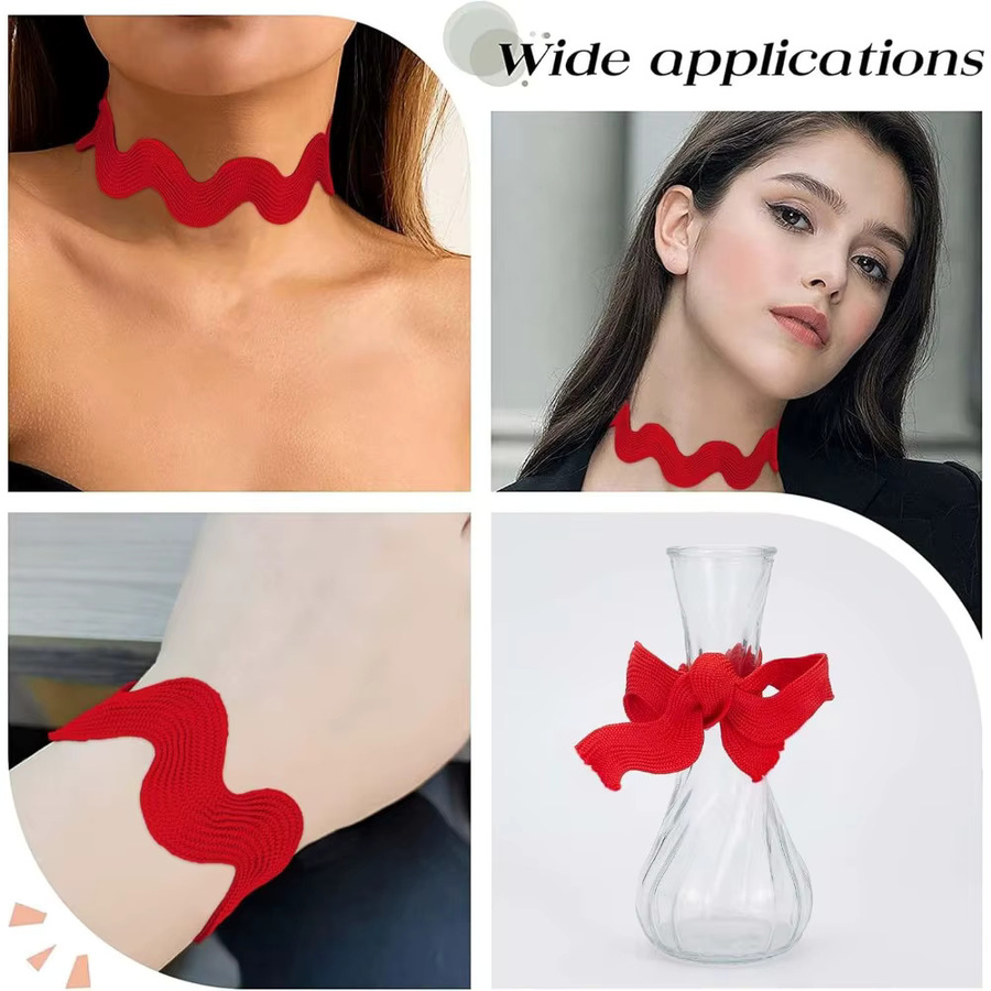 Rote Weihnachts-Spitzenborte als Zick-Zack-Besatz für DIY-Handwerk und Kleidung, 10 Yards Länge, Breite: 20 mm bis 34 mm - Bild 5