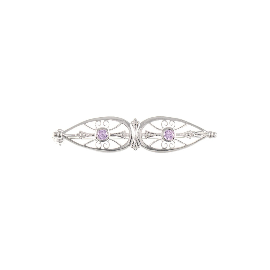 Brosche 925 Silber, Zirkonia, flieder, Damen - Bild 1
