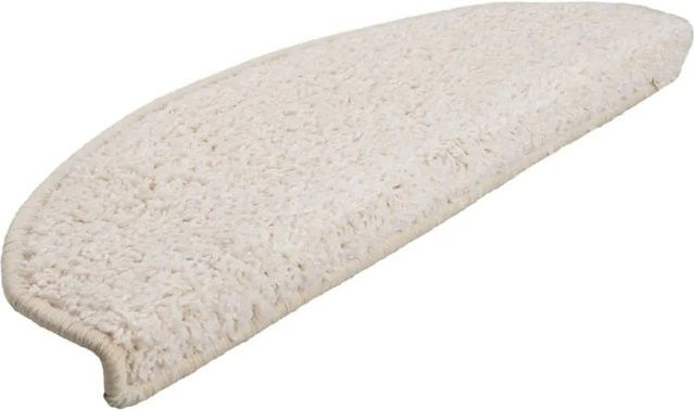 vidaXL Stufenmatten 10er Set Weiß Halbrund aus Velours, rutschfest und selbstklebend, B: 65 cm, H: 4 cm, T: 21 cm - Bild 1