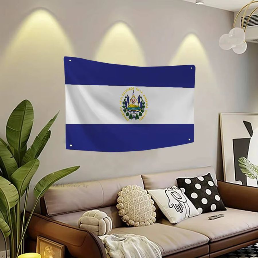 El Salvador Flagge aus Polyester mit vier Ösen in Blau und Weiß - Bild 5